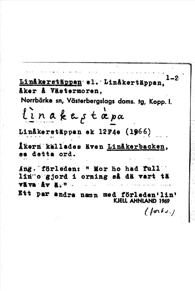 Bild på arkivkortet för arkivposten Linåkerstäppan el. Linåkertäppan