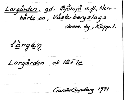 Bild på arkivkortet för arkivposten Lorgården