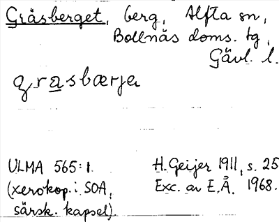 Bild på arkivkortet för arkivposten Gräsberget