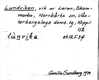 Bild på arkivkortet för arkivposten Lundviken