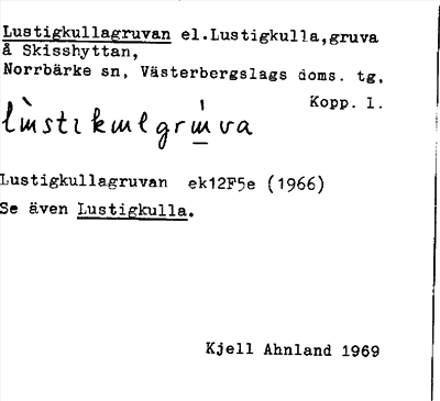 Bild på arkivkortet för arkivposten Lustigkullagruvan