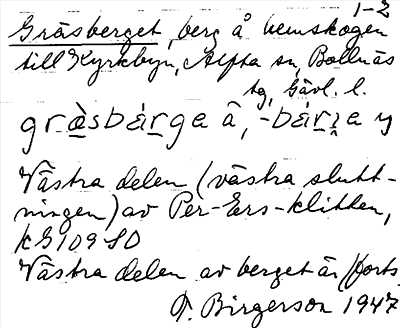 Bild på arkivkortet för arkivposten Gräsberget
