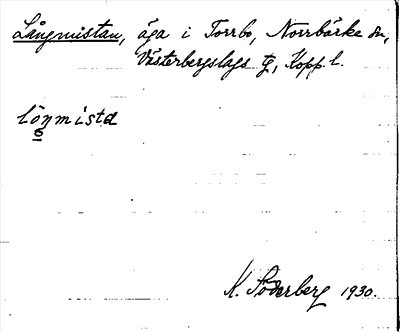 Bild på arkivkortet för arkivposten Långmistan