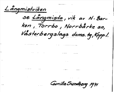 Bild på arkivkortet för arkivposten Långmistviken, se Långmista