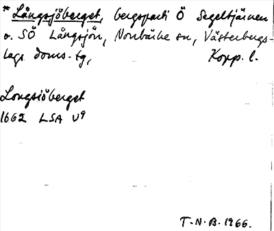 Bild på arkivkortet för arkivposten *Långsjöberget