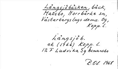 Bild på arkivkortet för arkivposten Långsjöbäcken
