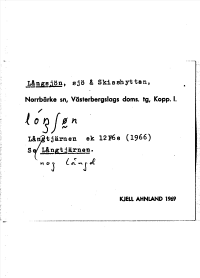 Bild på arkivkortet för arkivposten Långsjön