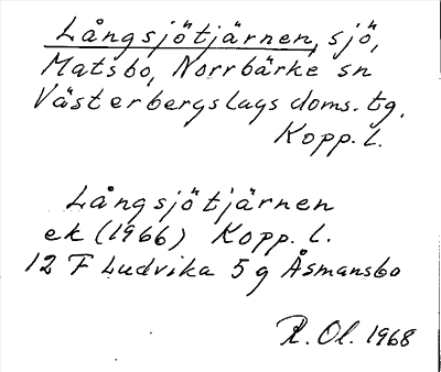 Bild på arkivkortet för arkivposten Långsjötjärnen
