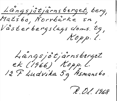 Bild på arkivkortet för arkivposten Långsjötjärnsberget