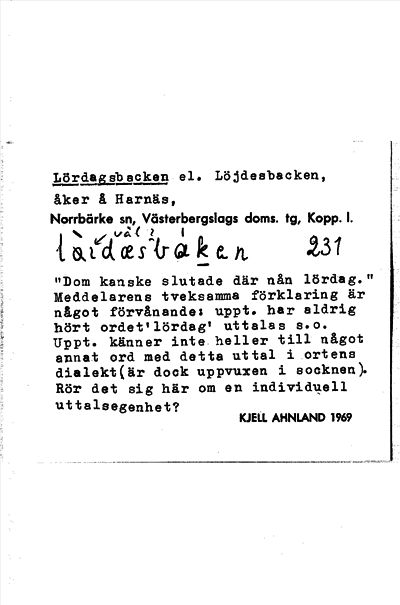 Bild på arkivkortet för arkivposten Lördagsbacken el. Löjdesbacken