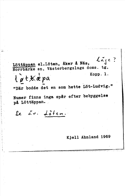 Bild på arkivkortet för arkivposten Löräppan el. Löten