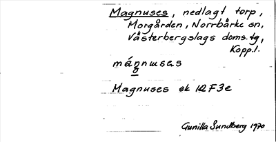 Bild på arkivkortet för arkivposten Magnuses