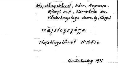 Bild på arkivkortet för arkivposten Majstångskärret