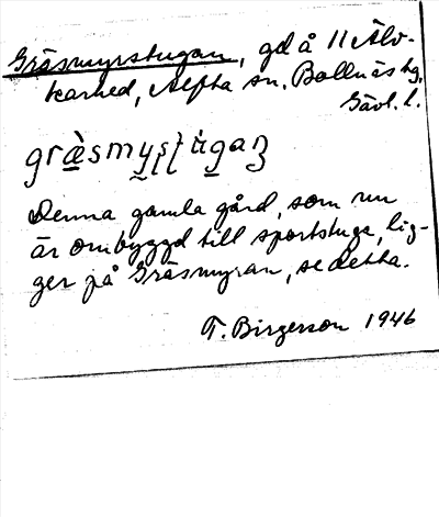 Bild på arkivkortet för arkivposten Gräsmyrstugan