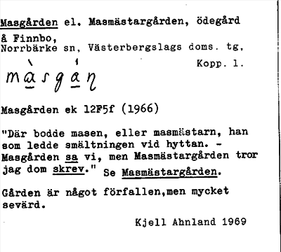 Bild på arkivkortet för arkivposten Masgården