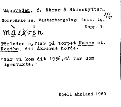 Bild på arkivkortet för arkivposten Massveden