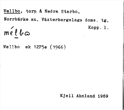 Bild på arkivkortet för arkivposten Mellbo