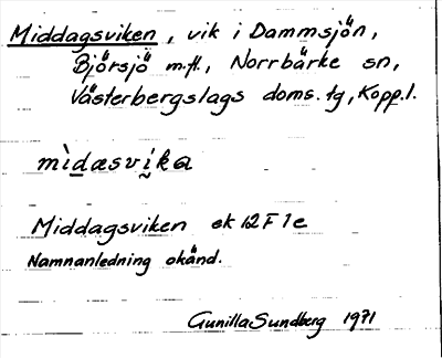 Bild på arkivkortet för arkivposten Middagsviken
