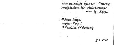 Bild på arkivkortet för arkivposten Mikaels hässja