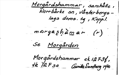 Bild på arkivkortet för arkivposten Morgårdshammar, se Morgården