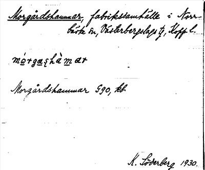 Bild på arkivkortet för arkivposten Morgårdshammar