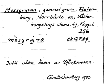 Bild på arkivkortet för arkivposten Mossgruvan