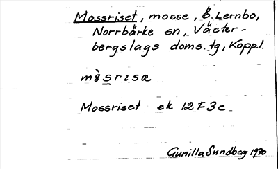 Bild på arkivkortet för arkivposten Mossriset