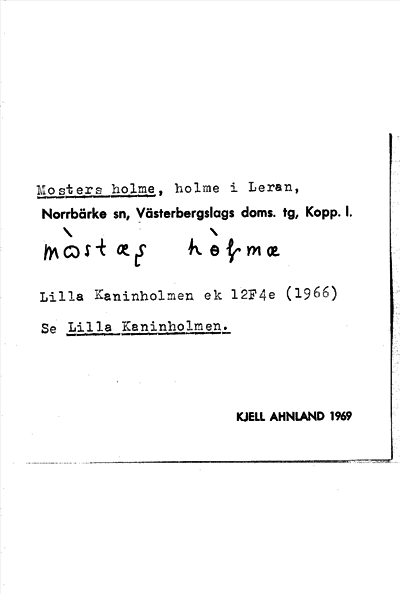 Bild på arkivkortet för arkivposten Mosters holme