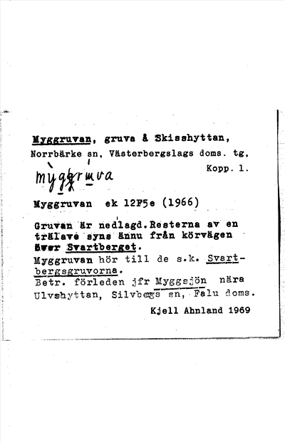 Bild på arkivkortet för arkivposten Myggruvan