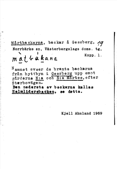Bild på arkivkortet för arkivposten Mårtbackarna