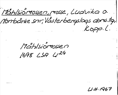 Bild på arkivkortet för arkivposten Mählsiömossen