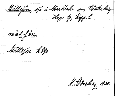 Bild på arkivkortet för arkivposten Mällsjön