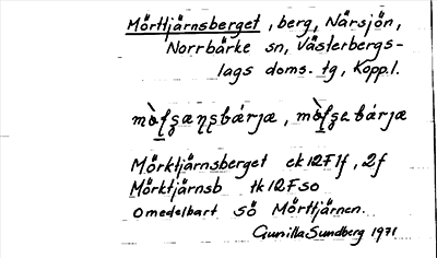 Bild på arkivkortet för arkivposten Mörttjärnsberget