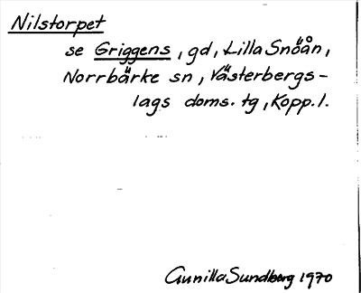 Bild på arkivkortet för arkivposten Nilstorpet, se Griggens
