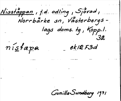 Bild på arkivkortet för arkivposten Nisstäppan