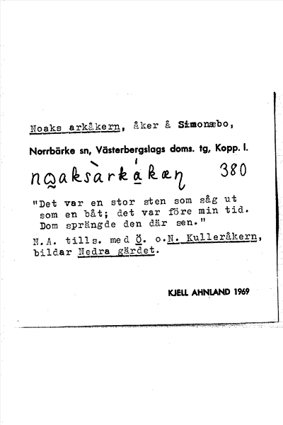 Bild på arkivkortet för arkivposten Noaks arkåkern
