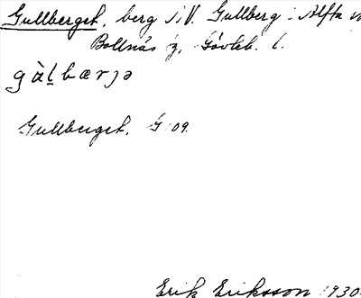 Bild på arkivkortet för arkivposten Gullberget