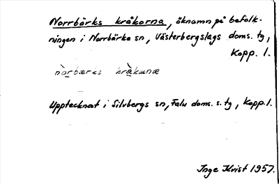 Bild på arkivkortet för arkivposten Norrbärks kråkorna