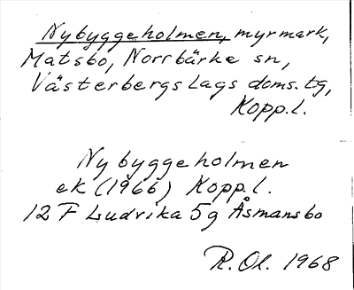 Bild på arkivkortet för arkivposten Nybyggeholmen