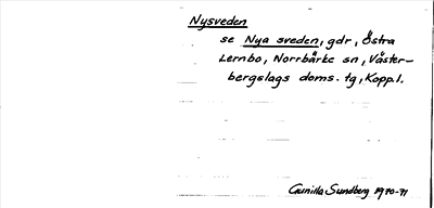 Bild på arkivkortet för arkivposten Nysveden, se Nya sveden
