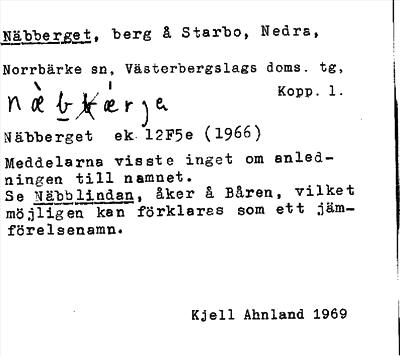 Bild på arkivkortet för arkivposten Näbberget