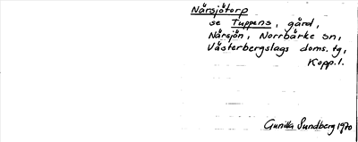 Bild på arkivkortet för arkivposten Närsjötorp, se Tuppens