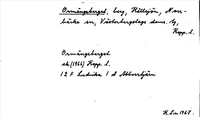Bild på arkivkortet för arkivposten Ormängsberget