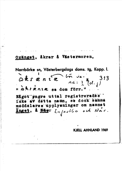 Bild på arkivkortet för arkivposten Oxänget
