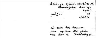 Bild på arkivkortet för arkivposten Pelles