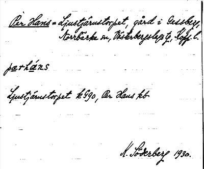 Bild på arkivkortet för arkivposten Per Hans