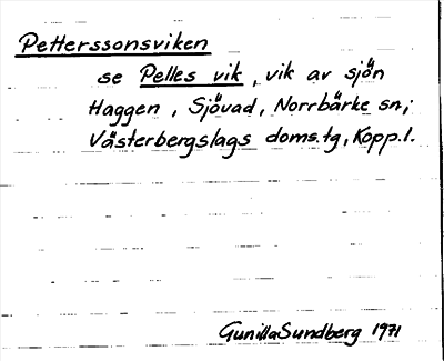 Bild på arkivkortet för arkivposten Petterssonsviken, se Pelles vik