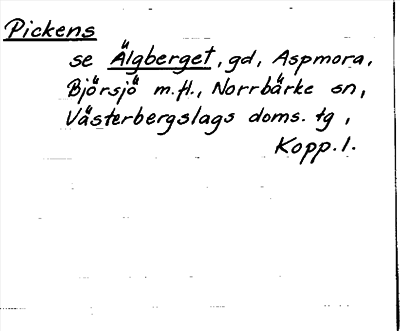 Bild på arkivkortet för arkivposten Pickens, se Älgberget