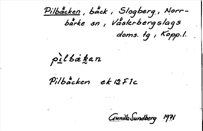 Bild på arkivkortet för arkivposten Pilbäcken
