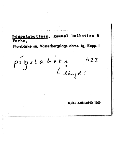 Bild på arkivkortet för arkivposten Pingstabottnen